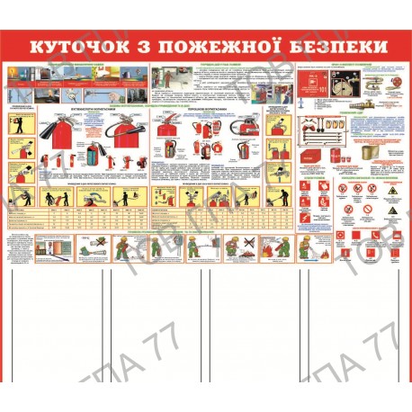 Стенд пластик куточок з пожежної безпеки на 4 кармани (А4) (2)