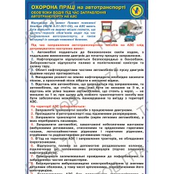 Плакат Охорона праці на автотранспорті. Обов'язки водія під час заправлення автотранспорту на АЗС