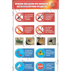 Плакат Правила поведінки при виявленні вибухонебезпечних предметів