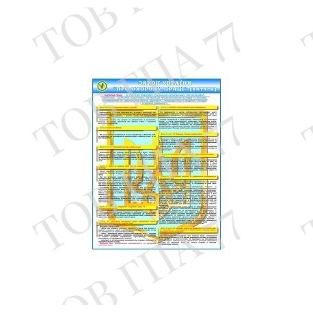 Плакат Закон України про охорону праці (витяги)